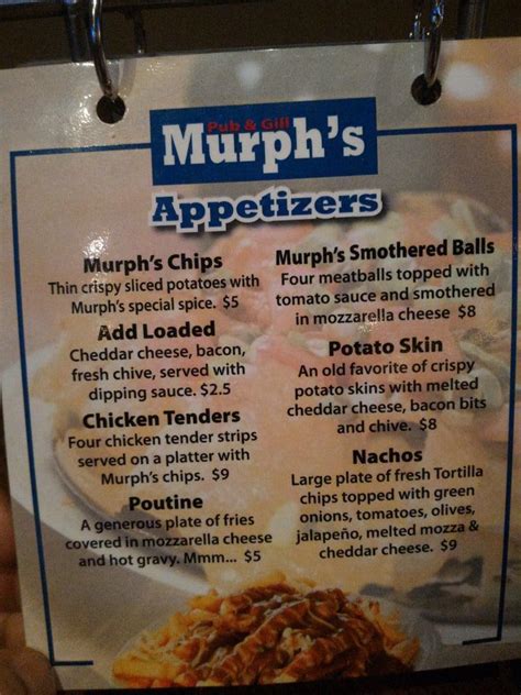 Murph's tavern menu  original battered chicken breast strips, served w/ honey mustard